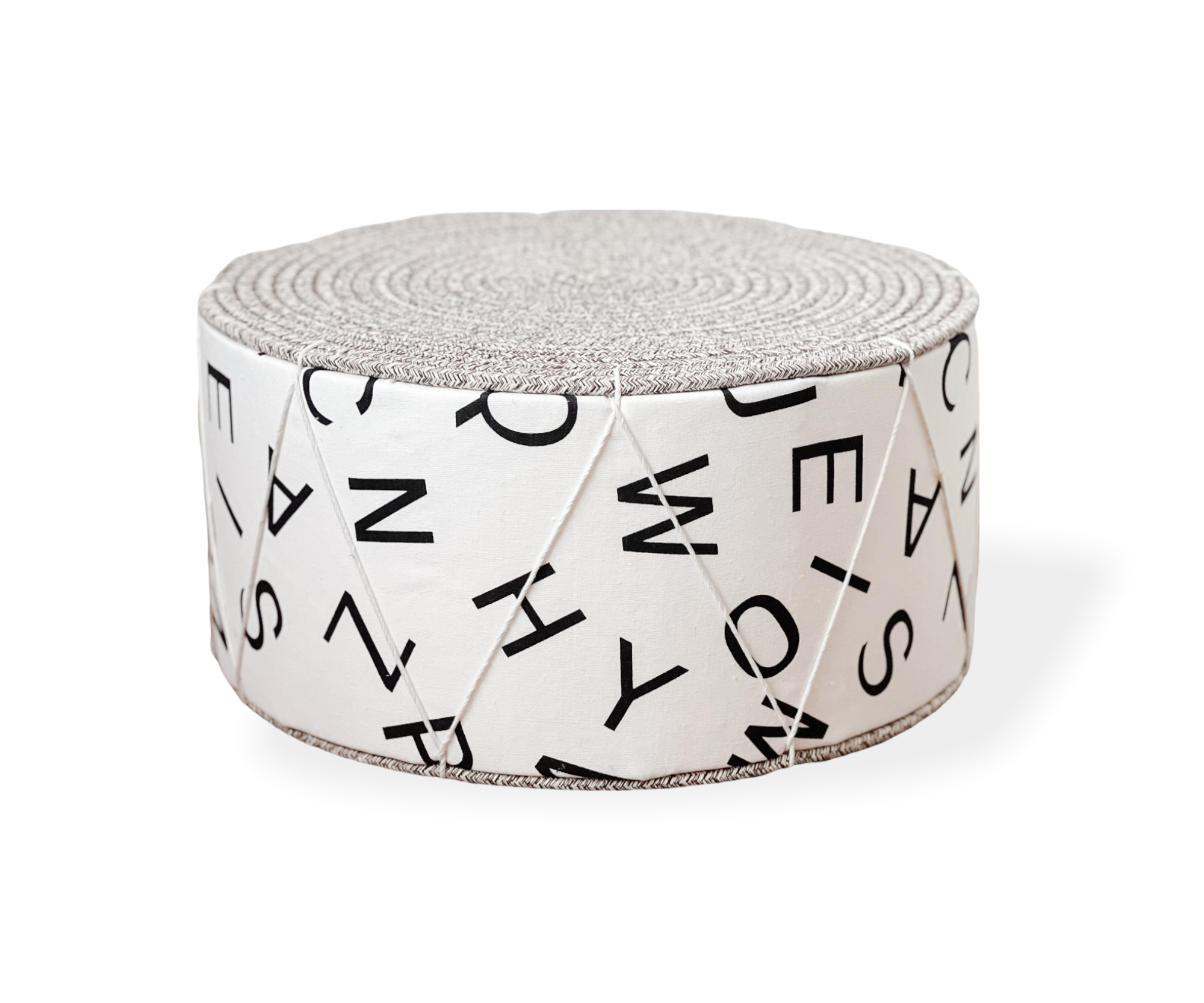 Pass It On Singapore, Pouf and ottomans, Pouf for kids, ottoman for kids, alphabet print kids decor