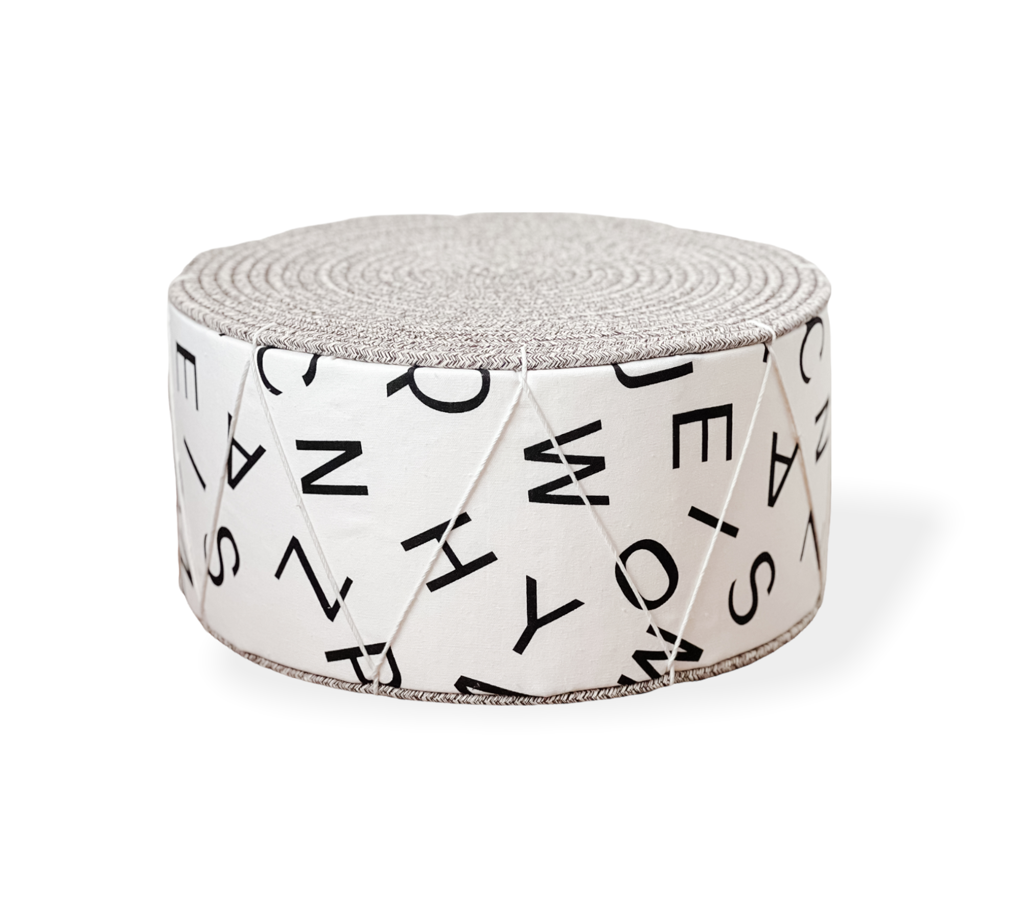 Pass It On Singapore, Pouf and ottomans, Pouf for kids, ottoman for kids, alphabet print kids decor