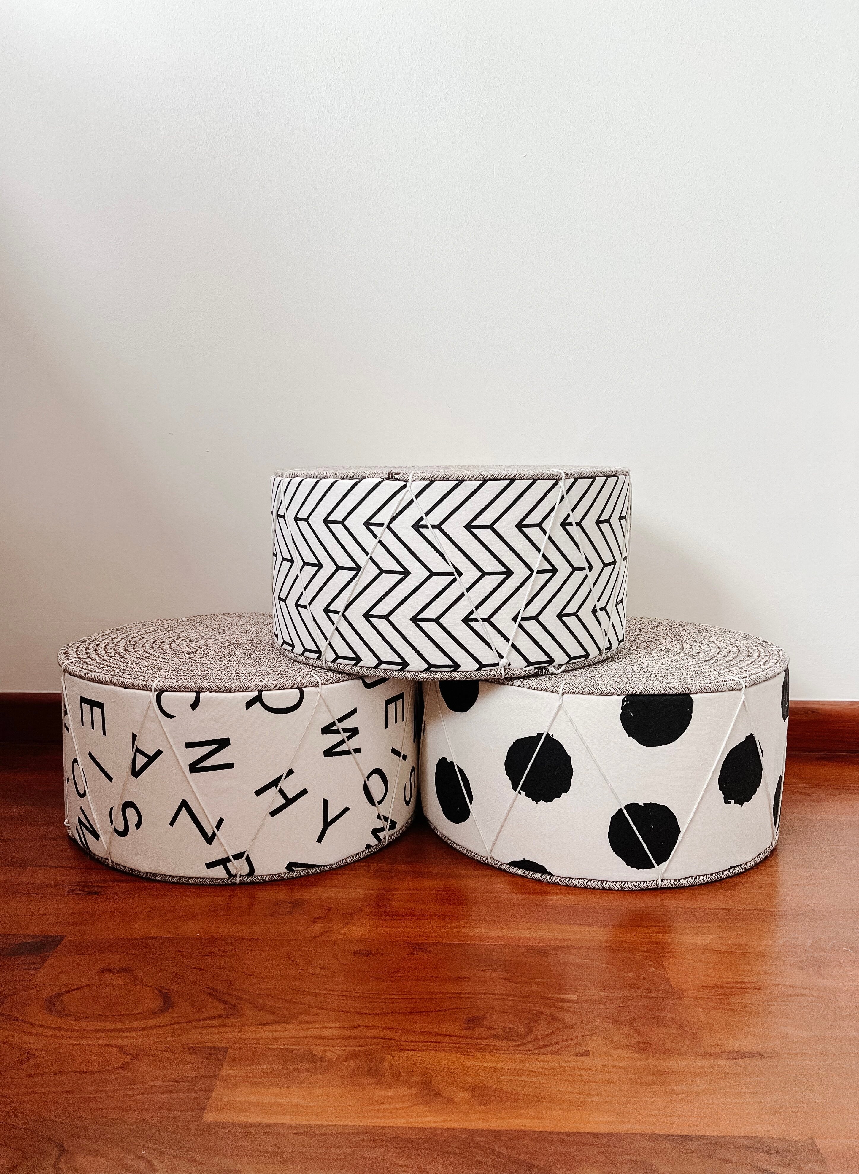 Pass It On Singapore, Pouf and ottomans, Pouf for kids, ottoman for kids, alphabet print kids decor