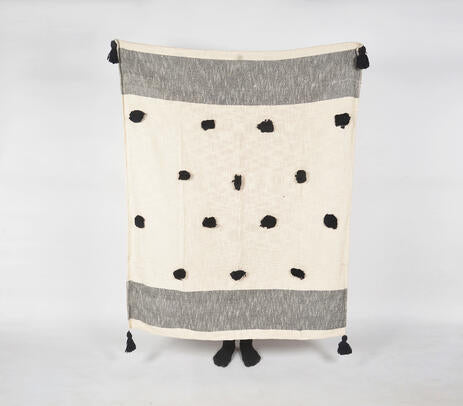 Tassels & Polka Dots Monochrome Throw