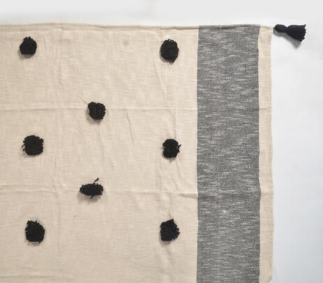 Tassels & Polka Dots Monochrome Throw